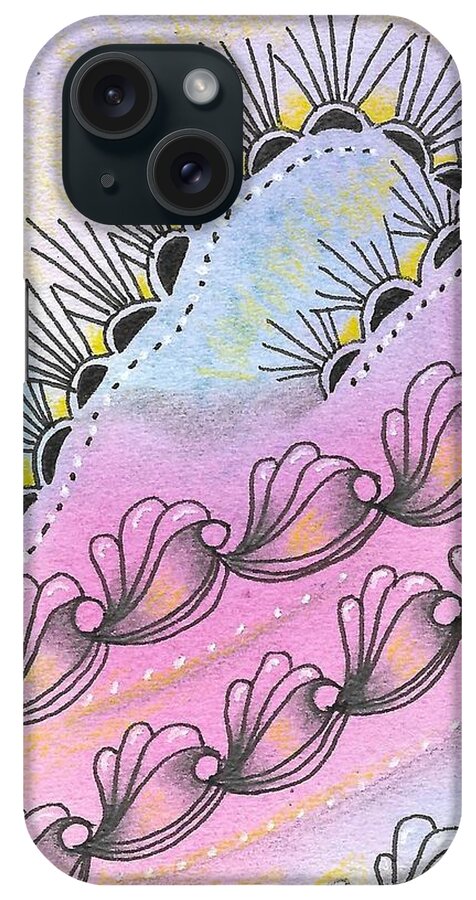 Zentangle iPhone Case featuring the drawing Angels' Descent by Jan Steinle