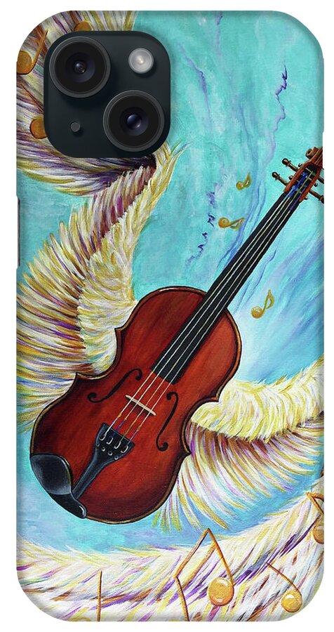 Violin iPhone Case featuring the painting Angel's Song by Nancy Cupp