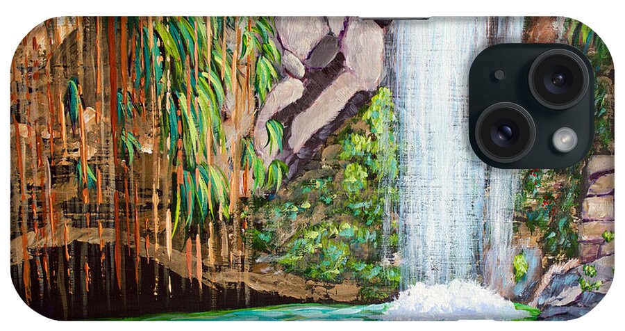 Annandale Waterfall iPhone Case featuring the painting Annandale Waterfall by Laura Forde