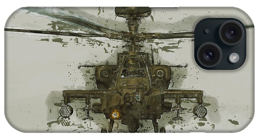 Ah-64 iPhone Case featuring the digital art Apache Helicopter Abstract by Roy Pedersen