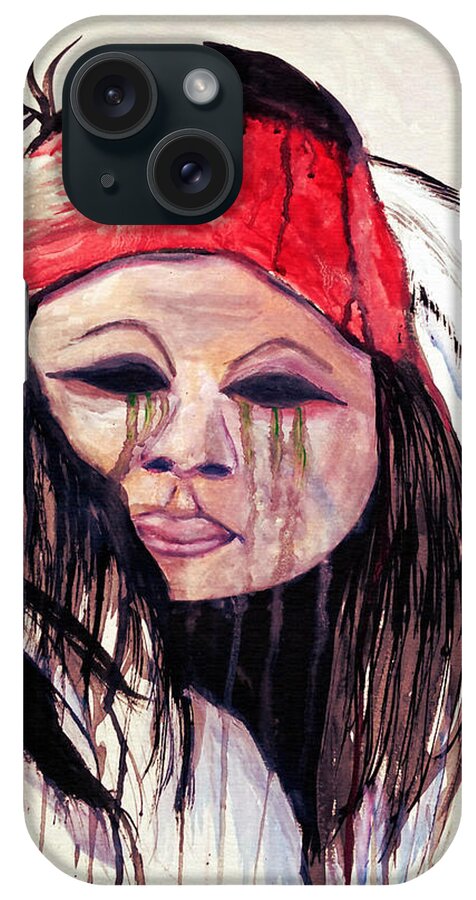Apache iPhone Case featuring the painting Watercolor Painting of Apache Tears by Ayasha Loya by Ayasha Loya