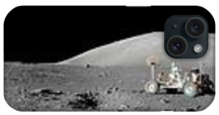 Space iPhone Case featuring the painting Apollo 17 misson, lunar panoramas, nasa by Celestial Images