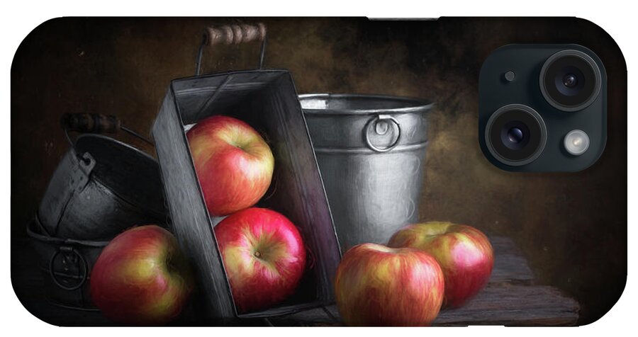 Apple iPhone Case featuring the photograph Apples with Metalware by Tom Mc Nemar