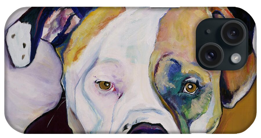 Pet Portraits iPhone Case featuring the painting Apprehension by Pat Saunders-White