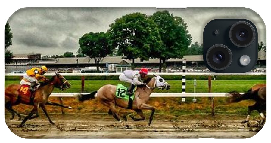 Race Horses iPhone Case featuring the photograph Approaching The Far Turn by Jeffrey Perkins