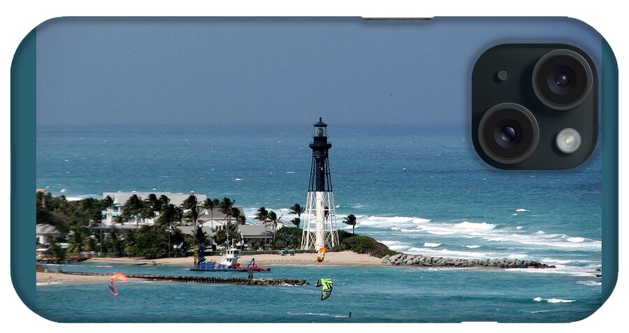 Kitesurf iPhone Case featuring the photograph Aqua Water at Hillsboro Lighthouse in Florida by Corinne Carroll