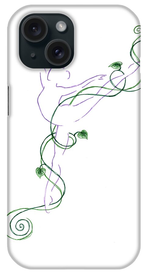 Dance iPhone Case featuring the drawing Arabesque III - transparent background by Emily Page