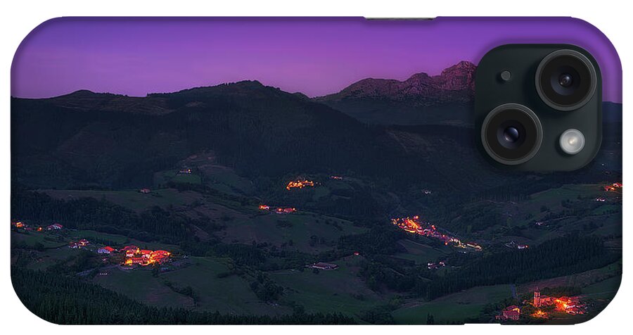 Mountain iPhone Case featuring the photograph Aramaio valley at night by Mikel Martinez de Osaba