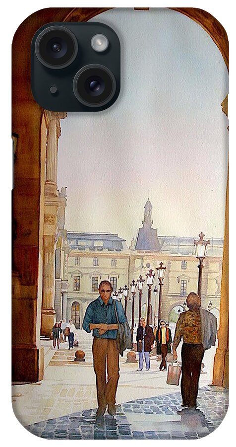 Aquarelle iPhone Case featuring the painting Arcades du Louvre - Paris - France by Francoise Chauray