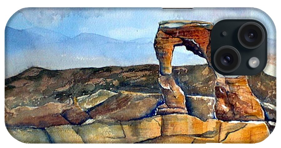 Arches National Park iPhone Case featuring the painting Arches National Park by Debbie Lewis