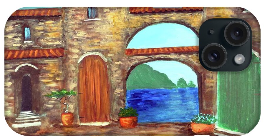 Arches Of Amalfi iPhone Case featuring the painting Arches Of Amalfi by Larry Cirigliano