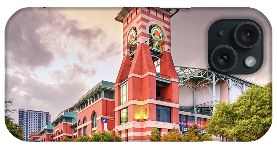 Downtown iPhone Case featuring the photograph Architectural Photograph of Minute Maid Park Home of the Astros - Downtown Houston Texas by Silvio Ligutti