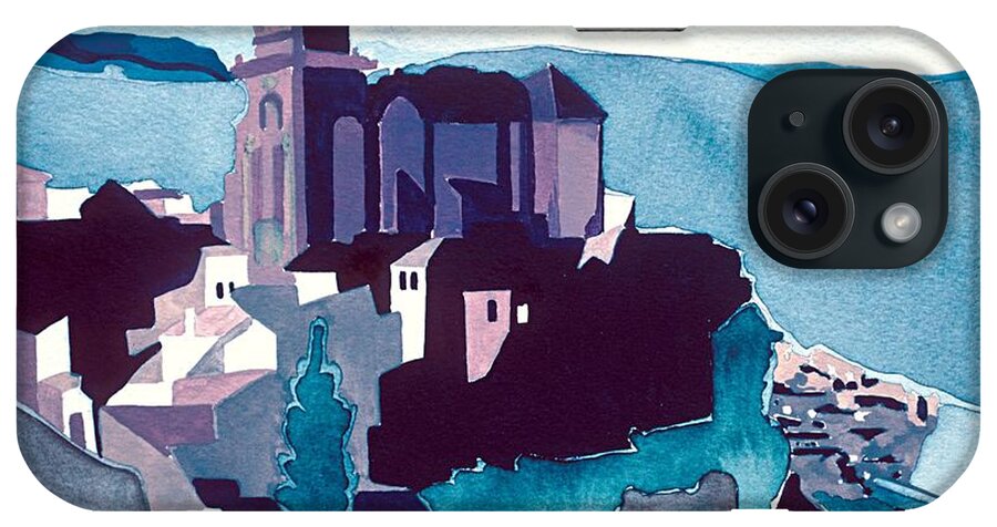 Spain Arcos Andalusia Historic Gothic Night-time Landscape Village Architecture Impressionist iPhone Case featuring the painting Arcos de la Frontera by Joan Cordell