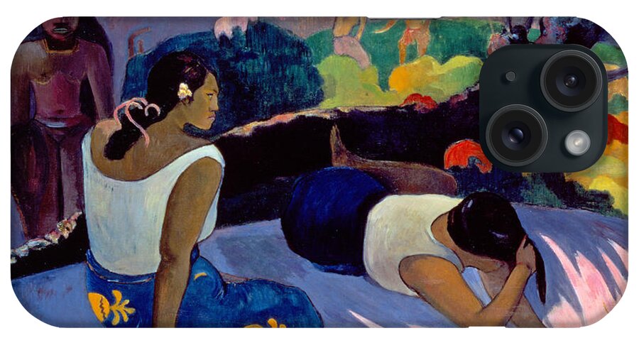 Paul Gauguin iPhone Case featuring the painting Arearea No Varua Ino. Reclining Tahitian Women by Paul Gauguin