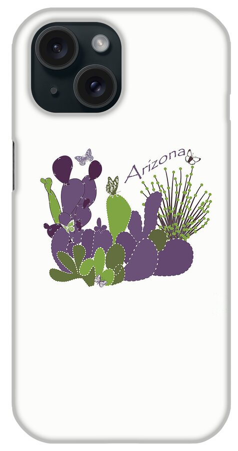 Arizona Cacti iPhone Case featuring the digital art Arizona Cacti by Two Hivelys