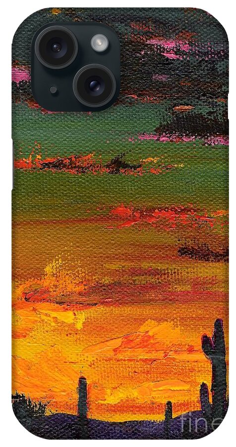 Sunset iPhone Case featuring the painting Arizona Sunset by Frances Marino