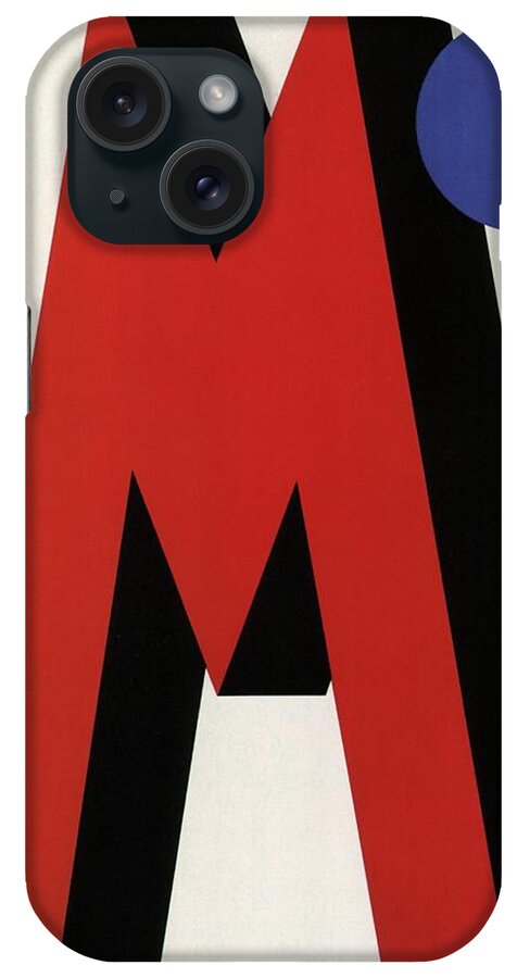 Art Deco M iPhone Case featuring the mixed media Art Deco Red M - Vintage Advertising Poster by Studio Grafiikka