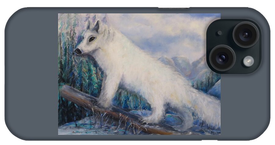 Artic iPhone Case featuring the painting Artic Fox by Bernadette Krupa