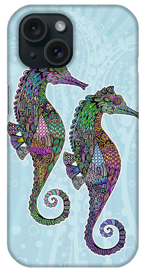 Seahorse iPhone Case featuring the digital art Electric Seahorses by Tammy Wetzel