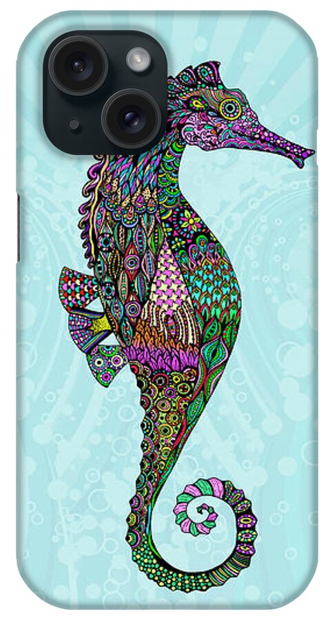 Seahorse iPhone Case featuring the digital art Electric Lady Seahorse by Tammy Wetzel