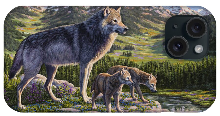 Wolf iPhone Case featuring the painting Wolf Painting - Passing It On by Crista Forest
