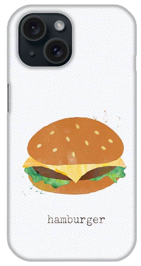 Hamburger iPhone Case featuring the painting Hamburger by Linda Woods