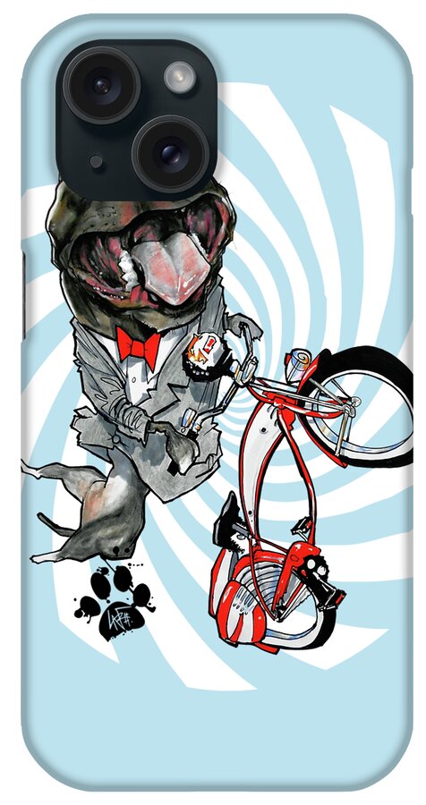 Dog Caricature iPhone Case featuring the drawing Pit Bull's Big Adventure Caricature by John LaFree