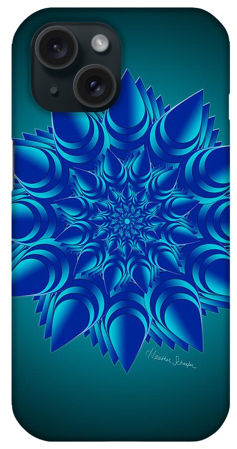 Sales iPhone Case featuring the digital art Fractal Flower in Blue by Heather Schaefer