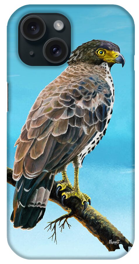 Kenyan iPhone Case featuring the painting Congo Serpent Eagle by Anthony Mwangi