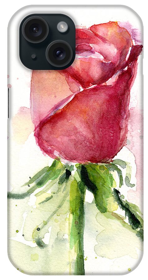#faatoppicks iPhone Case featuring the painting Rose Watercolor by Olga Shvartsur