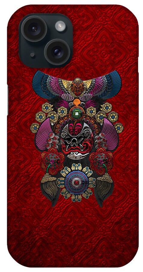 'treasures Of China' Collection By Serge Averbukh iPhone Case featuring the digital art Chinese Masks - Large Masks Series - The Demon by Serge Averbukh