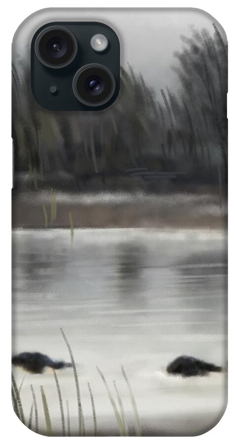 Trees iPhone Case featuring the painting Too early out by Ivana Westin