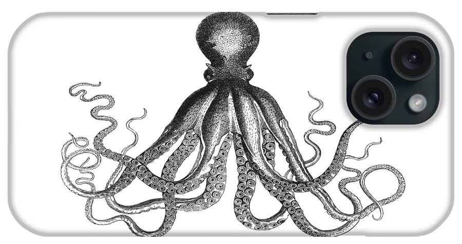 Octopus iPhone Case featuring the digital art Vintage Octopus #2 by Eclectic at Heart