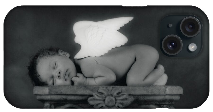 Black And White iPhone Case featuring the photograph Varjanare as an Angel by Anne Geddes