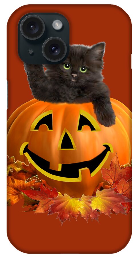 Halloween iPhone Case featuring the digital art Pumpkin Kitty by Glenn Holbrook