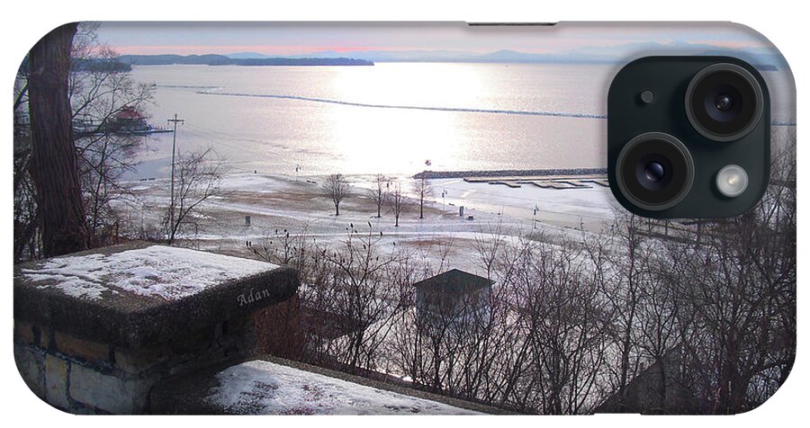 Battery Park Burlington Vt iPhone Case featuring the photograph Lake Champlain South from Battery Park Wall by Felipe Adan Lerma
