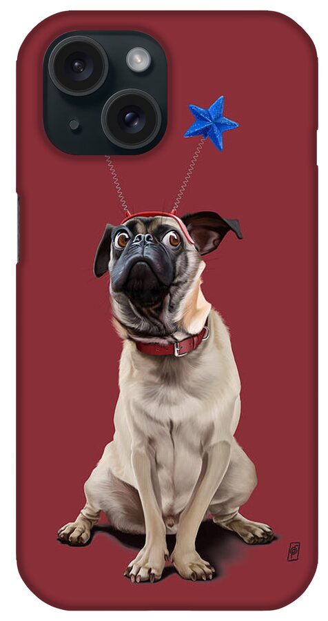 Illustration iPhone Case featuring the digital art A Pug's Life Colour by Rob Snow