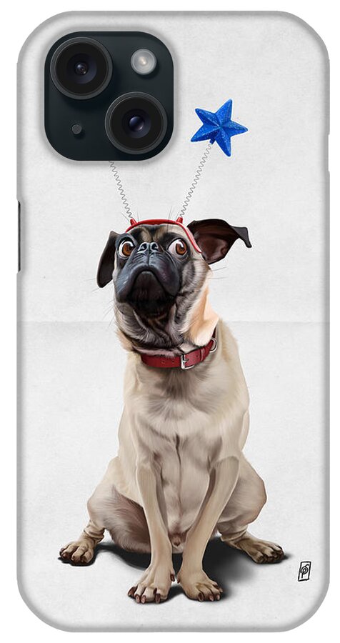 Illustration iPhone Case featuring the digital art A Pug's Life Wordless by Rob Snow