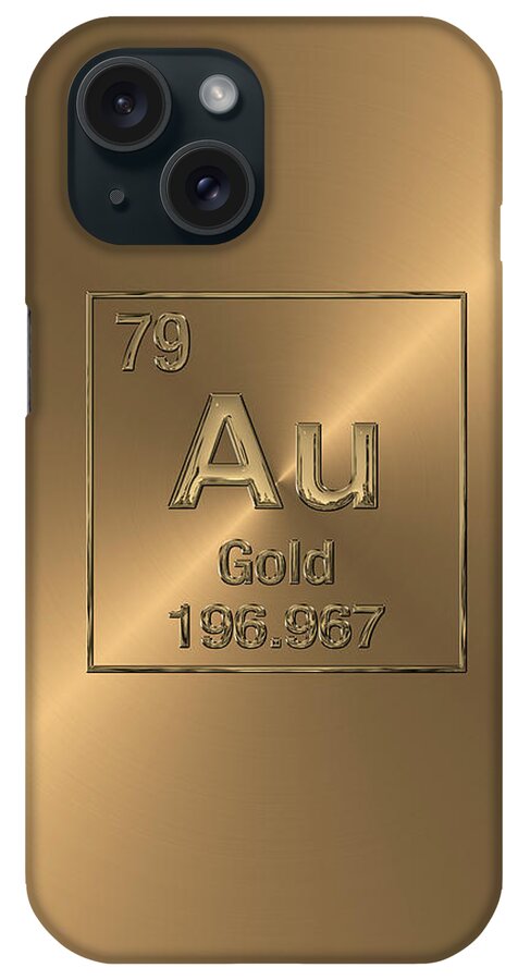 'the Elements' Fine Art Collection By Serge Averbukh iPhone Case featuring the digital art Periodic Table of Elements - Gold - Au by Serge Averbukh