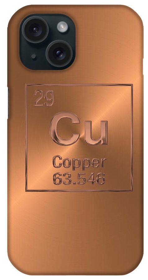 'the Elements' Collection By Serge Averbukh iPhone Case featuring the digital art Periodic Table of Elements - Copper - Cu by Serge Averbukh