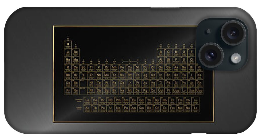 'the Elements' Collection By Serge Averbukh iPhone Case featuring the digital art Periodic Table of Elements - Gold on Black Metal by Serge Averbukh