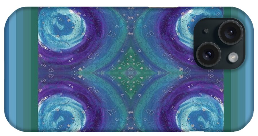 Universal iPhone Case featuring the painting Universal Love Green Diamond Quad by Julia Woodman
