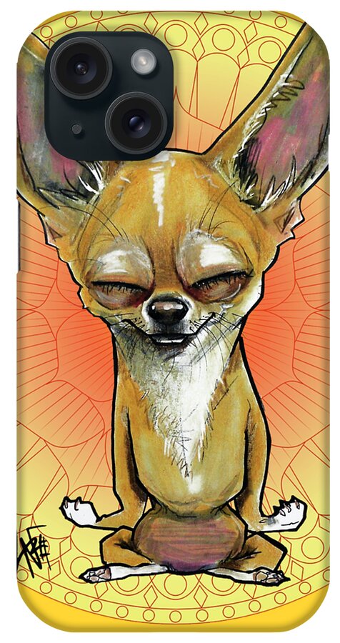 Chihuahua iPhone Case featuring the drawing Meditating Chihuahua by John LaFree
