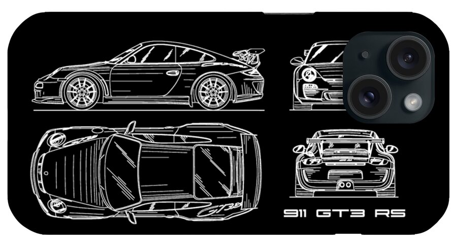 Porsche 911 Blueprint iPhone Case featuring the photograph 911 GT3 RS Blueprint by Mark Rogan