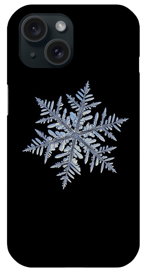 Snowflake iPhone Case featuring the photograph Real snowflake - Silverware black by Alexey Kljatov