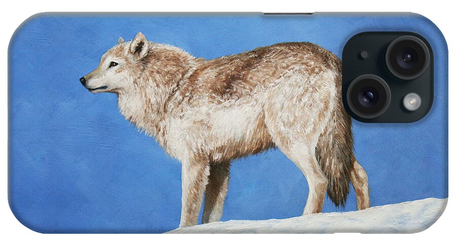 Wolf iPhone Case featuring the painting Snowy Wolf by Crista Forest