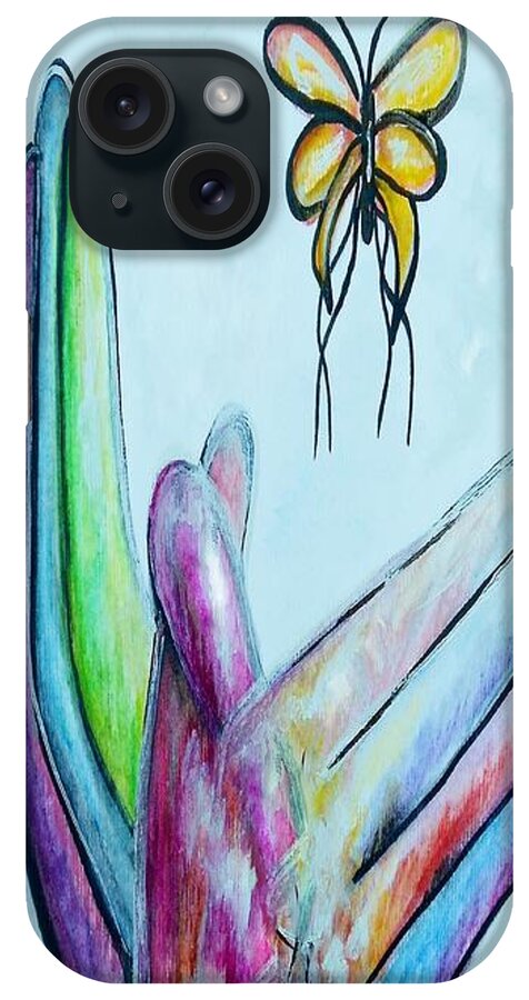 American Sign Language iPhone Case featuring the mixed media Butterfly by Eloise Schneider Mote