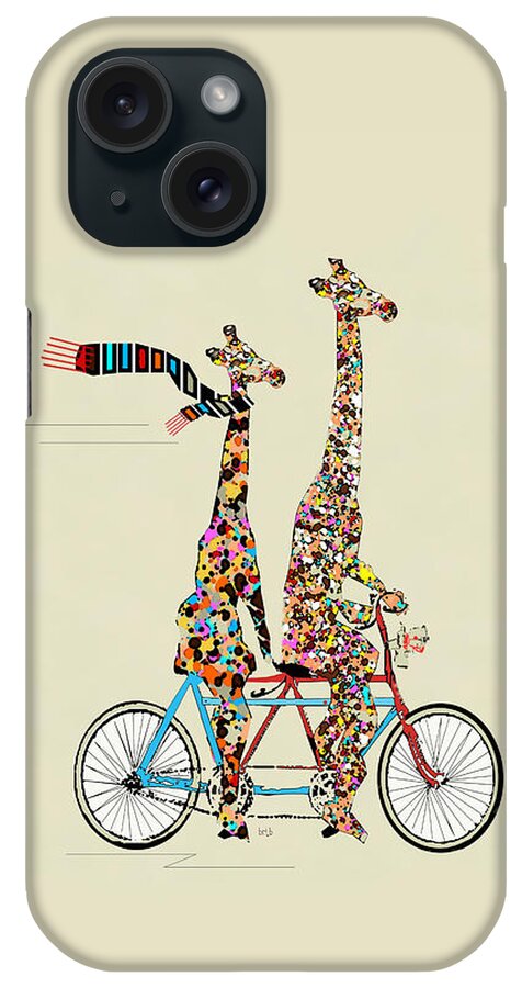 Giraffes iPhone Case featuring the painting Giraffe Days Lets Tandem by Bri Buckley