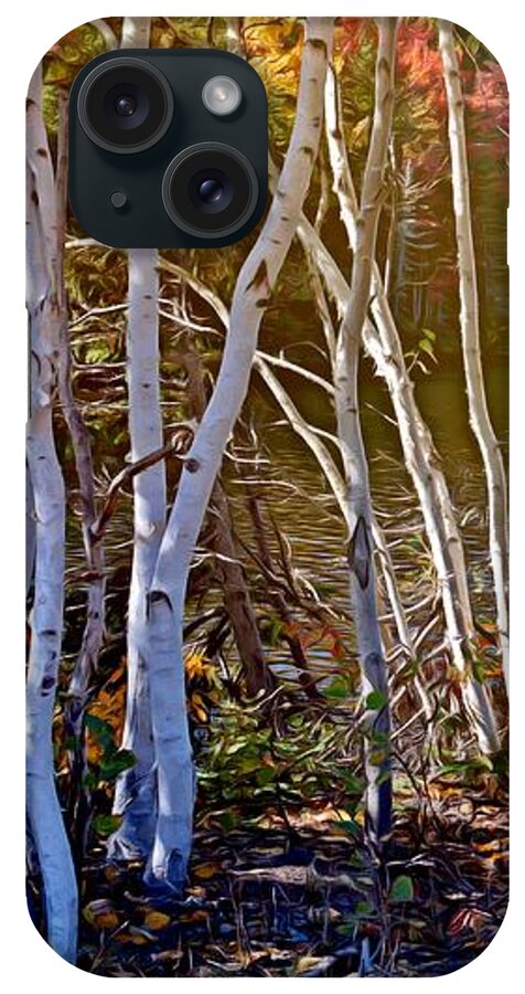 Trees iPhone Case featuring the mixed media Aspen trees in the fall by Tatiana Travelways