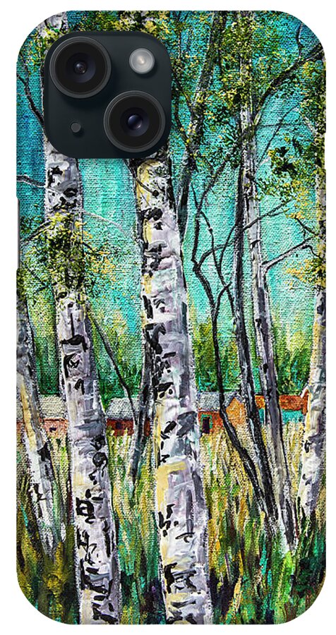 Aspens iPhone Case featuring the painting Aspens on the Farm by Sally Quillin